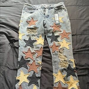 Rockstar Original Star-Patterned Distressed Jeans Size 30
